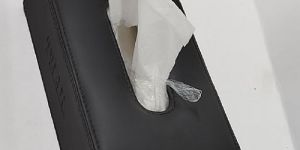 Thar Black Rectangular PU Leather Tissue Box