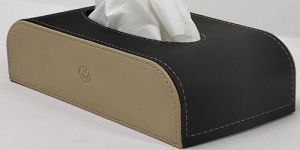 Volkswagen Black and Beige PU Leather Tissue Box