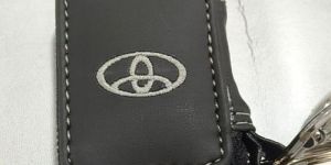 Zipper Black Leather Key Chain Pouch