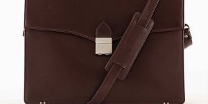 Unisex Reddish Brown Leather Portfolio Bag