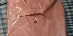 Men Peach Plain Half Sleeves Cotton Shirt