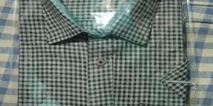 Mens Black and White Half Sleeve Khadi Cotton Check Shirt
