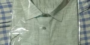 Mens Grey Cotton Half Sleeve Shirt