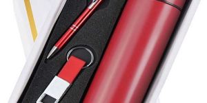 Red Key Chain Pen And Bottle Corporate Gift Set