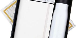 White Hot & Cold Bottle Notebook And Metal Pen Corporate Gift Set