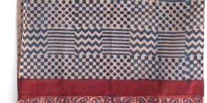 Women's Kalamkari Cotton Stole Size W 120 Cm X L 185 Cm( Red And Blue Color )