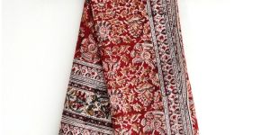 Women'S Kalamkari Cotton Stole Size W 120 Cm X L 185 Cm(Red Color)