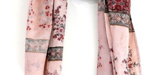 Women's Kalamkari Cotton Stole Size W 120 Cm X L 185 Cm ( Brown And White )