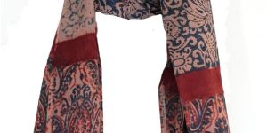 Women's Kalamkari Cotton Stole Size W 120 Cm X L 185 Cm( Beige And Blue )