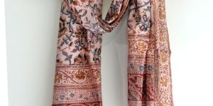 Women's Kalamkari Cotton Stole Size W 54 Cm X L 194 Cm (Beige)