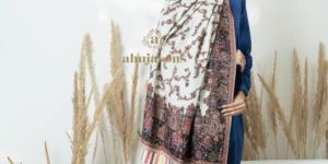 White and Black Woolen Shawl