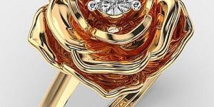 Rose Shape Yellow Gold Lab Grown Diamond Ring