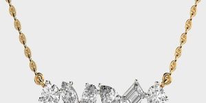 Yellow Gold Lab Grown Diamond and Gemstone Necklace