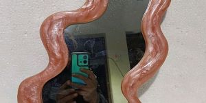 Decorative Brown Resin Wavy Mirror