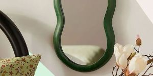 Parrot Green Resin Wavy Mirror