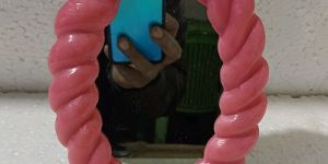 Pink Oval Resin Mirror