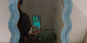 Sky Blue Resin Wavy Mirror