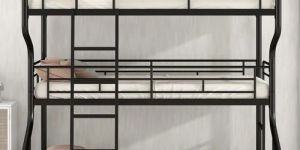 Triple Twin Mild Steel Bunk Bed With Mattress