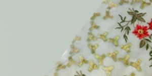 multicolour thread work floral jaal allover net fabric