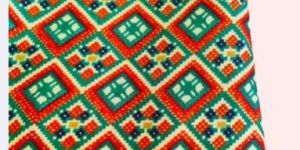 Patan Patola Digital Print All over with Border on Fine Dupion Silk Fabric