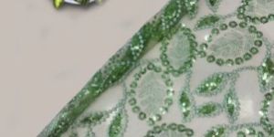 Pista Colour Thread Work and Floral Jaal Allover on Net Fabric