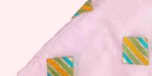 Sequins Work Thread Work on Viscose Crepe Fabric With Diamond Shaped Embroidery