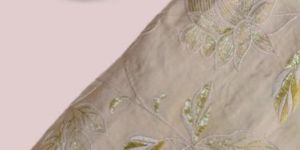 thread golden foil work of floral jaal allover upada silk fabric