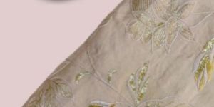 Thread & Golden Foil Work OF Floral Jaal Allover on Uppada Silk Fabric