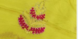 Thread & Sequins Workflower Butti on Chinon Fabric With Embroidery