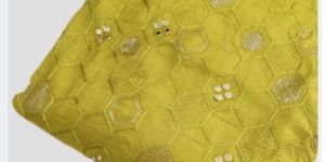 Thread Work Hexagon Jaal on Uppada Silk Fabric With Embroidery