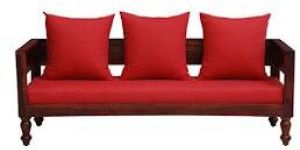 honey oak finish wood 3 seater sofa