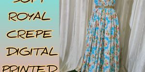 soft royal crepe digital printed fabric