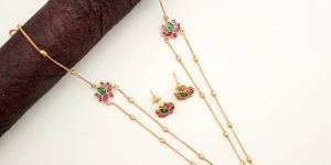 Women Antique Two Layer Kemp Lotus Necklace Set