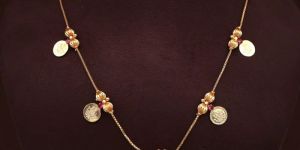 Women Real Gold Tone Lakshmi Coin Minimal Necklace