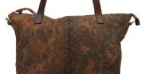 Leather Floral Mesh Textured Tote Bag