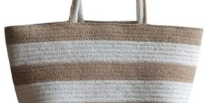 Trendy Striped Cotton Rope Tote Bag