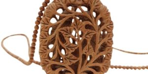 Undercut Carving Elephant Inside Wooden Necklace