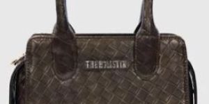 Woven Vegan Leather Walnut Brown Women Handbag