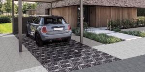 Tl Grey Multi Hexa Brick Floral Floor Tiles