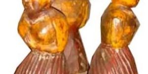 Wooden Antique Three Doll Stool