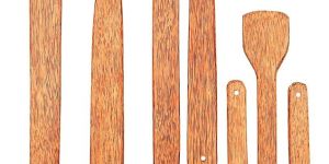 peekar handmade coconut wood spatula family set