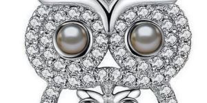 Women 18kt White Gold Owl Pendant Made With Pearls And Diamonds