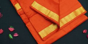 Orange Kanchipuram Pure Silk Saree - 10 Yard Saree