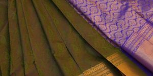 timeless olive green semi silk kanjivaram saree