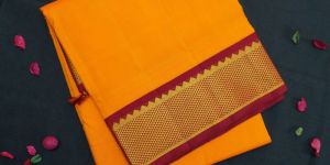 fanta orange kanchipuram silk saree