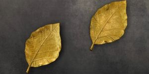 set of 2 golden leaf wall decor