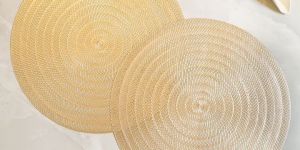 Set OF 2 Round PVC Placemats, Gold