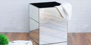 Silver Bathroom Dustbin Hand Towel Basket Organiser