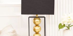 Stacked Spheres Table Lamp with Shade, Gold