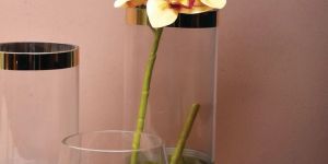 Stoupe Glass Vase with Golden Bands, Large